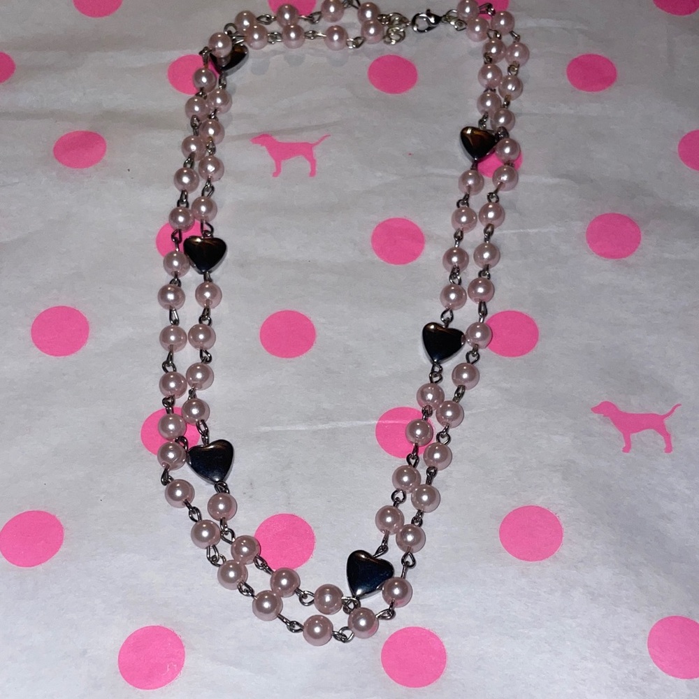 Charming Light Pink Heart Pearl Necklace